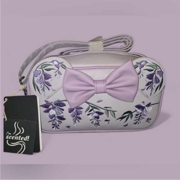 NWT Loungefly Disney Wisteria Floral Scentee Crossbody Bag Purple Bow - Picture 3 of 4